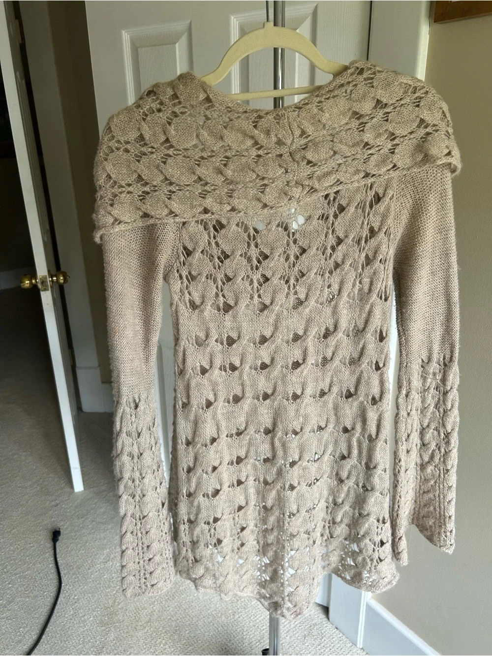 Free People Women’s taupe Openwork Cowl Neck Sweater. Small. Great condition.
